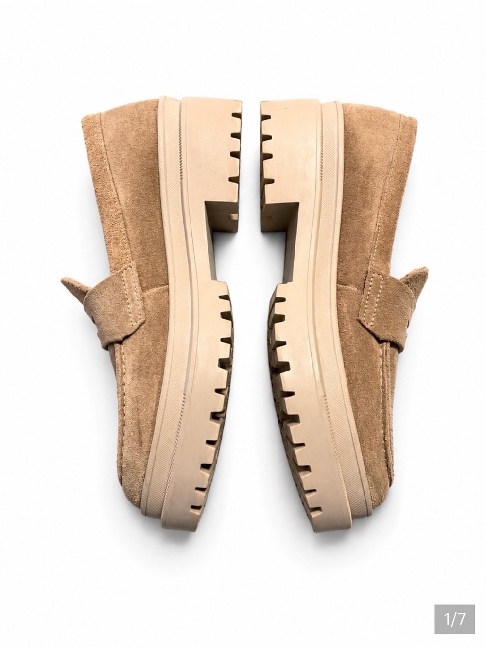 Patina Women's Chunky Suede Loafers in Tan Size 8 - Picture 1 of 5